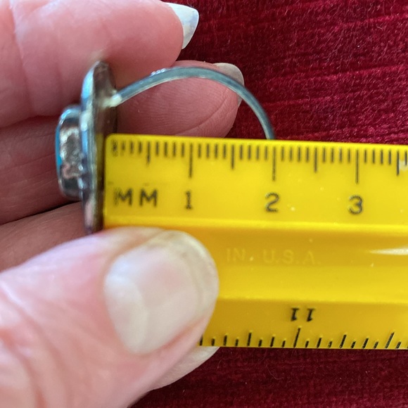 Navajo Vintage 1970s Kingman Square Turquoise Sterling Silver Ring two bands - Picture 11 of 11